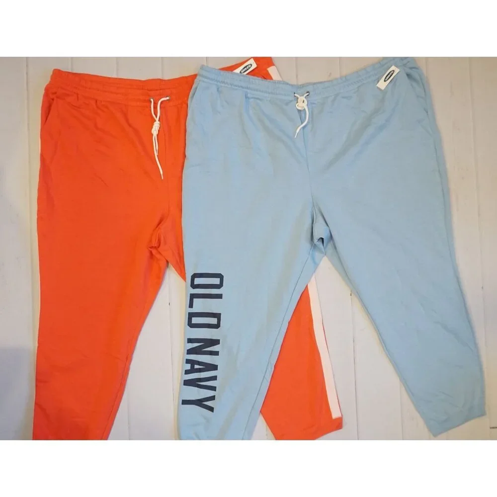 Old Navy (2) French-Terry Cozy Fleece, Blue & Orange Joggers - Size 4X Plus NWT - Picture 4 of 12